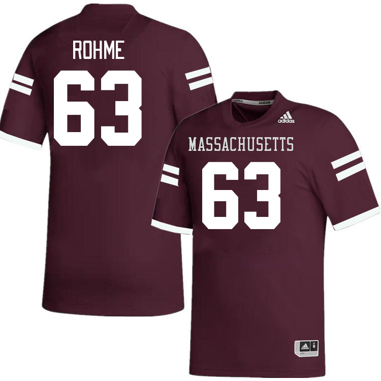 Massachusetts Minutemen #63 Brayden Rohme College Football Jerseys Stitched-Maroon